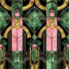 20x Green Pink Pastel Art Deco