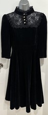 Hearts & Roses Black Velvet with Lace yolk Dress Corset Style Lace Back size 12 