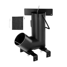 Uimoso Portable Camping Rocket Stove, Wood Burning, Carbon Steel, Black