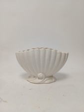 TITIAN STUDIO Mantle Vase Vintage White Ceramic Shell Shaped Footed - PRE-OWNED