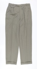 Burton Men's Beige Pleated Trousers, Size 34