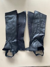 black leather horse riding half chaps with zip, zip length 42 cms
