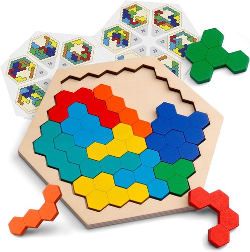 Coogam wooden hexagon puzzle - hexagon,