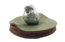 ANTIQUE LARGE SILVER NOVELTY PEN WIPE HATCHING CHICKEN SAMPSON MORDAN