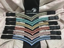 BLING V SHAPE 5 ROW BROWBAND CLEAR CRYSTAL RED PINK BLUE TURQUOISE GREY GOLD