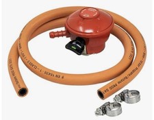 PROPANE GAS BOTTLE REGULATOR WITH 1m ORANGE HOSE 27mm CLIP ON FLOGAS CYLINDER