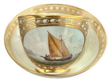 ZACHARIAH BOREMAN VERY RARE PARIS CUP & SAUCER - DERBY STYLE SHIPPING SCENES (A)