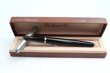 Parker 51 Chalk Marked Fountain Pen Vintage Black Casing 14ct Nib Original Box 