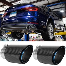 For Audi S4 RS4 S5 S6 RS6 Carbon Fiber 2.5" In 3.5" Out Tail Pipe Exhaust Tips