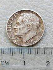 A 1957 USA United States Silver Roosevelt Dime Coin