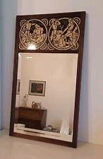 John Moyr Smith Tiled Wall Mirror Bevelled Glass Dark Mahogany Frame