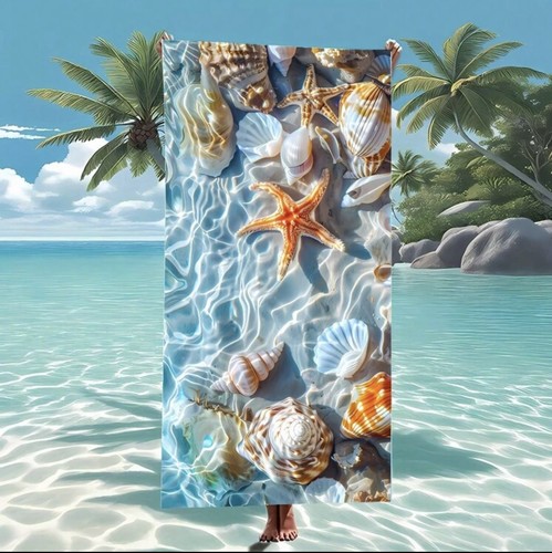 Shell starfish beach towel - shell,
