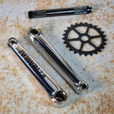 Premium 1948 BMX Cranks with Spline Drive 25T Sprocket Combo Chrome