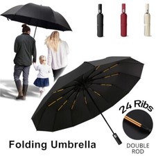 Men & Women 24 Rods Stormproof Automatic Strong Folding Windproof Umbrella UK