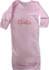 Personalised Embroidered Baby Sleepsuit Gown In Pink,white Or blue ?