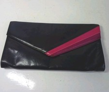 Vintage Renata Faux Leather Clutch Bag - Navy /Pink & Purple Stripe (BU)