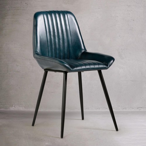 Teal blue leather dining chair - teal,