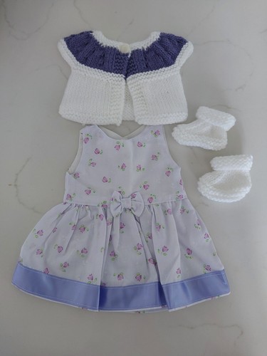 Baby dolls dress - 16", cardigan