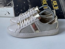 MICHAEL KORS Irving Glitter Chain Mesh and Leather Stripe Trainers UK 5