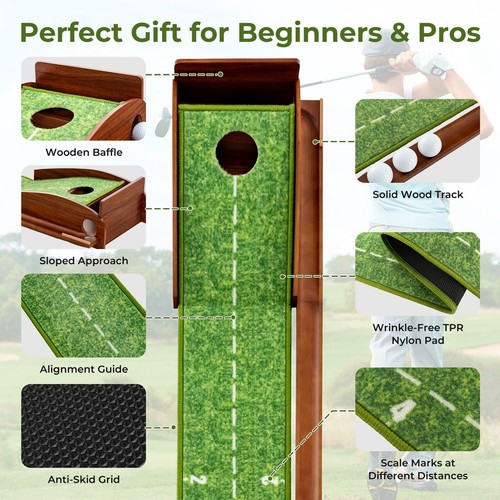 Auto return golf putting - return, mat