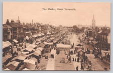 Gt Yarmouth Postcard - The Market, Great Yarmouth - Busy Scene - Posted 1914