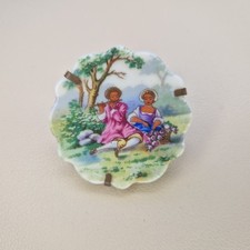 Limoges Porcelain Plate Brooch