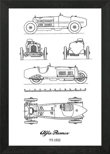 Bnw alfa romeo 1932 - bnw, framed