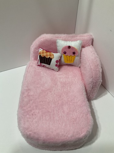 Pale pink fluffy doll chaise - doll,