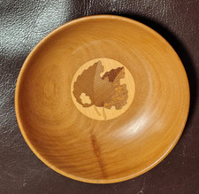 Small round turned wooden dish ornament Xmas gift