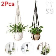 2Pcs Indoor Hanging Planter Basket Pot Holder Garden Rope Macrame Plant Hanger