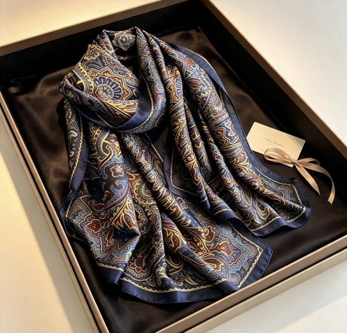Blue burgundy gold scarf - gold,