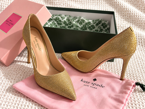 Kate spade gold glitter heels - kate,