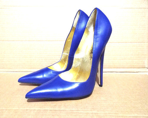 Royal blue leather high heel - royal,