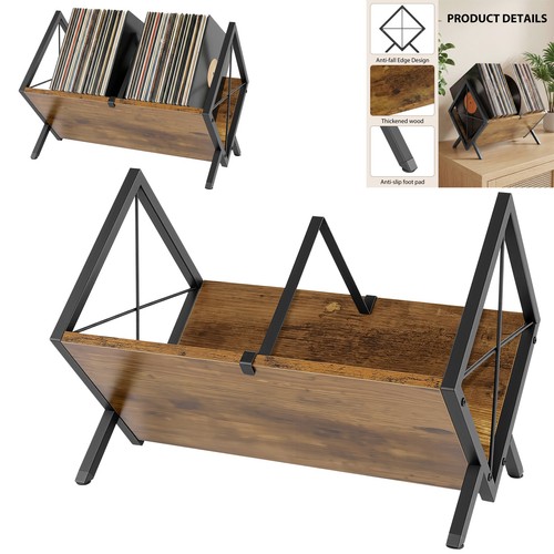Wood record storage - wood, rack