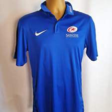 Nike Saracens Rugby Polo Shirt Small S Blue Short Sleeve