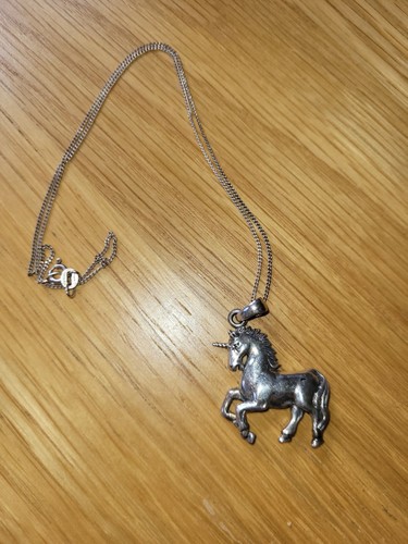 Silver 925 unicorn necklace - silver,