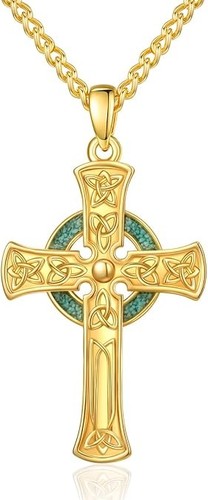 Men 14k gold celtic - gold, cross