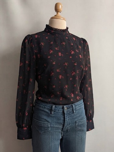 Vintage black and red floral - vintage,