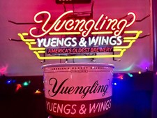Yuengling Beer Yuengs Wings 24"x16" Neon Lamp Light Sign Bar Open Real Glass XL