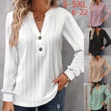 Ladies Jumper Top V Neck Pullover Women Loose Long Sleeve Casual Work Knit Tops