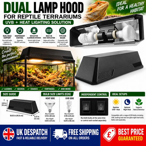 Reptile lamp fixture dual - lamp,