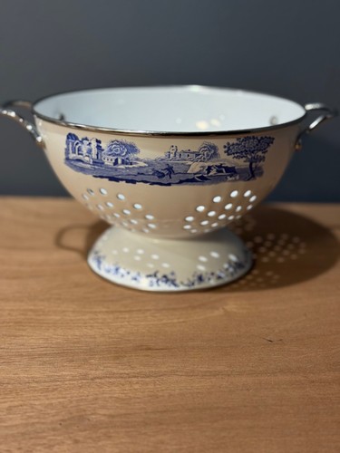 Vintage blue willow enamel - vintage,