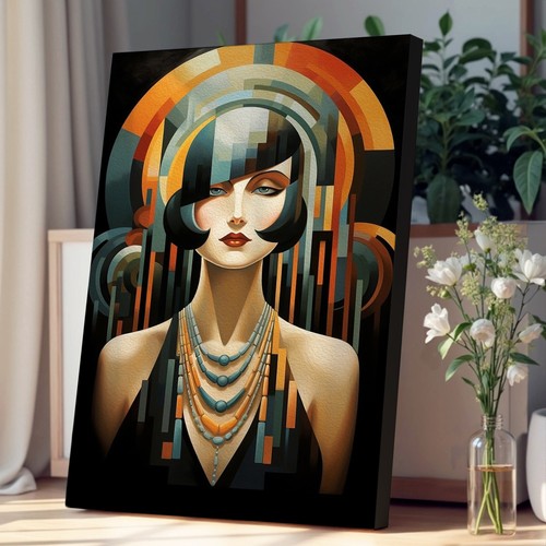 Art deco woman informel canvas - art,