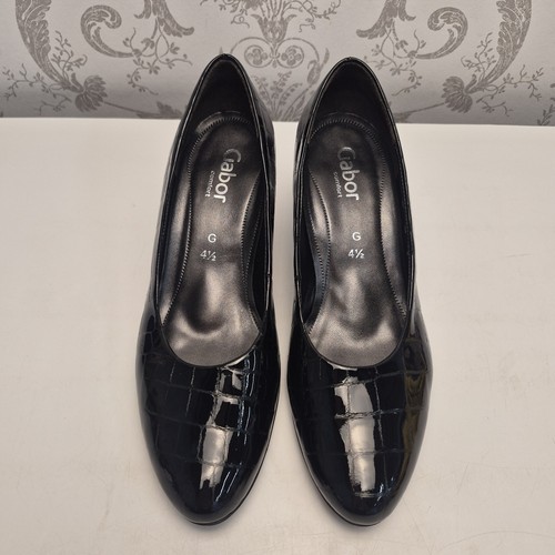 Gabor court shoes black croc - shoes,