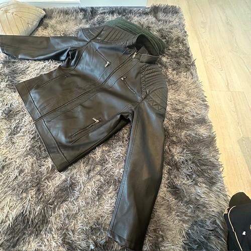 Mens used black leather jacket - black,