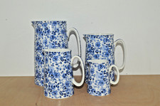 Heron Cross Pottery - Set of 4 Graduated Jugs - Blue & White Floral Chintz (#80)