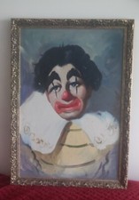 Vintage Oil Painting Circus Clown portrait ART 