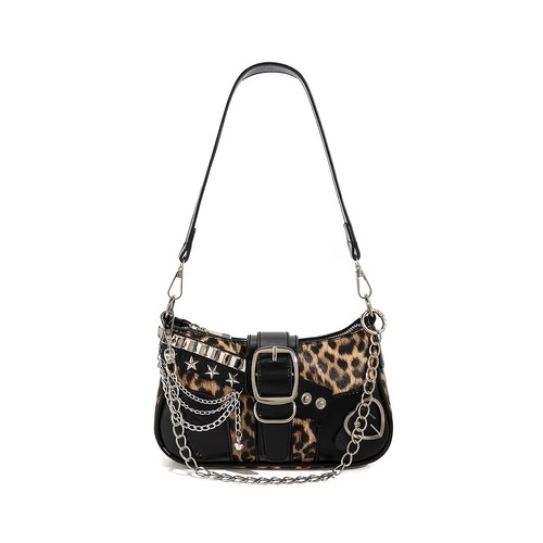 Y2k black leopard shoulder - y2k,