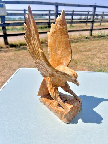 Hand carved wooden eagle - wooden,