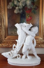 Antique Minton Staffordshire Majolica Porcelain 34cm Cherub Cornucopia Vase 1867